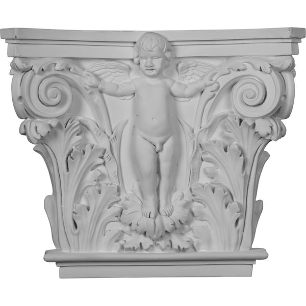 Ekena Millwork 16 3/8"W x 13 5/8"H x 3 7/8"P Angel Onlay Capital (Fits Pilasters up to 10 5/8"W x 1"D) CAP14X16X04AN - main